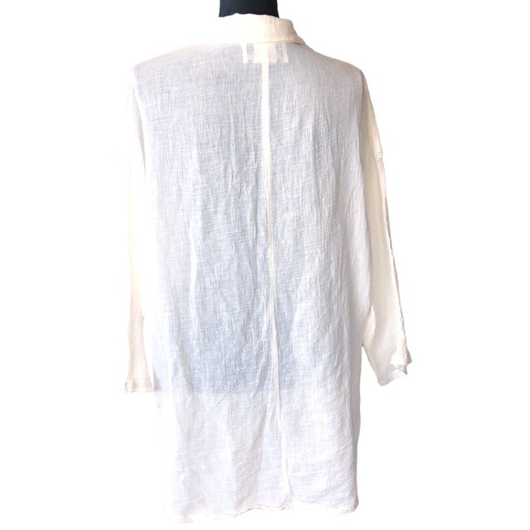 Vintage lace trim crepe-textured semi sheer dolman sleeve top SHARON 80s… - Picture 4 of 10